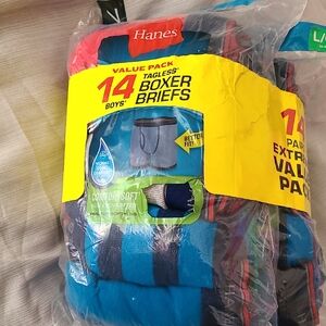 Hanes Boys' Tagless Boxer Briefs - Blue and Red